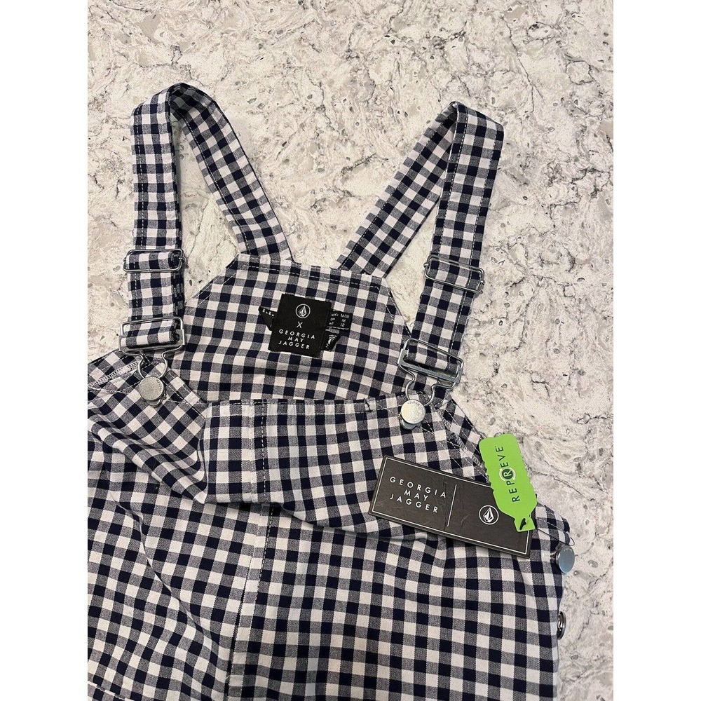 VOLCOM Georgia May Jagger Overalls Frochickie Gingham Dress Medium/M/4/6 NEW - Picture 7 of 10